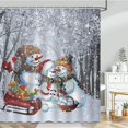 thumbnail image 2 of Jbralid Snowman Shower Curtain Cute Snowman Snowflake Forest Tree Scene Christmas Shower Curtain Bathroom Bathtub Curtain 72x72 Inch with 12 Hooks, 2 of 6