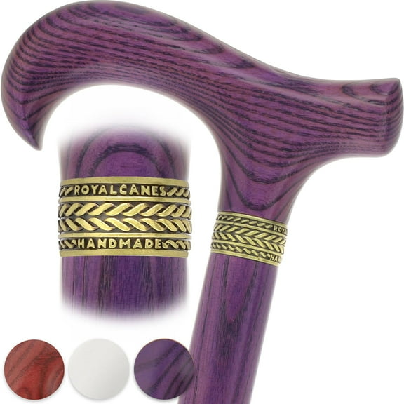 Super Strong Vivid Purple Derby Cane with Premium Ash Wood Shaft, Black and Gold Pewter Wheat Collar, and 25mm Rubber Tip Installed – Perfect for Walking Canes, Canes for Women and Men, Walking Stick