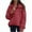 Burgundy, variant on Women's Quilted Lightweight Pullover Solid Color Stand Collar Long Sleeve Snap Button Winter Comfort Top Orange