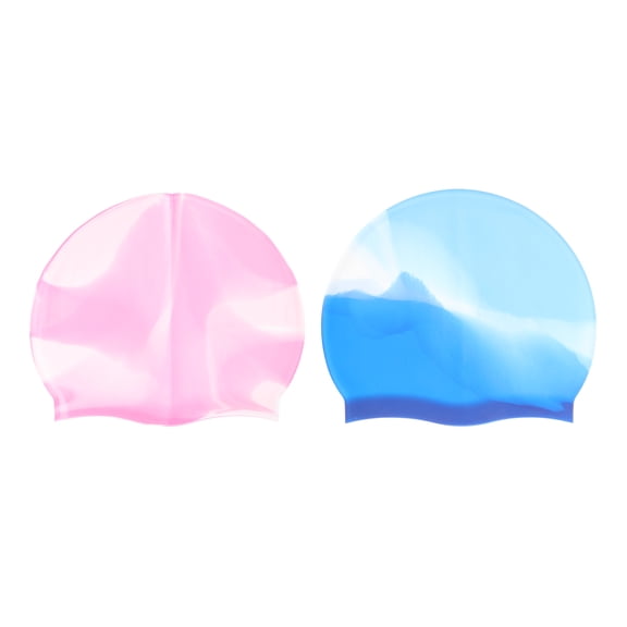 KALLORY 2Pcs Pink Silicone Waterproof Swimming Caps for Women Adults Swimming Water Activities