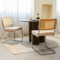 Dining Chairs Set of 2, Velvet Rattan Side Accent Chairs with Chrome Legs, Modern Breuer Designed Chairs,