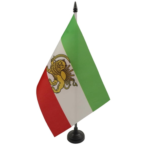 AZ Flag Iran Old Persia Table Flag 6x8 in 100D Polyester Plastic Base