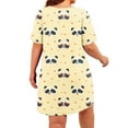 thumbnail image 3 of SDNall Sleep Dress for Women, Loose Fit Short Sleeve Round Neck with Animal Print, Casual Nightgown and Lounge Dress for Spring and Summer, 3 of 6