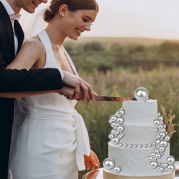 EXHUMKY 30Pcs Silver Cake Decoration Balls for Festive Events and Birthday Parties