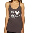 thumbnail image 1 of Wild Bobby, My Heart Is On That Baseball Field, Sports, Women Tri-Blend Racerback Tank Top, Brown, Small, 1 of 4