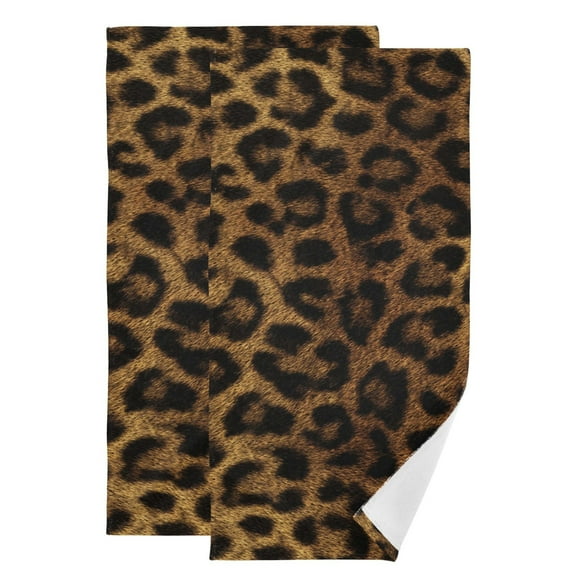 2-Piece Polyester cotton Towel Set Absorbent Beautiful Leopard Print Hand Towel Bath Towel Soft and Comfortable Machine Wash 28.3x14.4