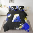 thumbnail image 2 of Feelyou Monogrammed Letter A Bedding Comforter Set 7 Pieces, Modern Fashion Watercolor Full Bedding Set, Teens Kids Boys Girls Reversible Fitted Sheet Flat Sheet, Super Cozy Room Decor, 2 of 7