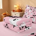 thumbnail image 5 of Homewish Halloween Ghost Witch Zipper Full Size Comforter Sets with Fitted Sheet and 2 Pillowcases for Girls, Pumpkin Bat Skull Zipper Bedding Set, Pink Black White, Pink Reversible, 5 of 7