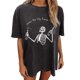 thumbnail image 2 of Pntutb Blusa de manga corta con estampado de calavera, sol y luna, estilo vintage, para mujer Pntutb Pntutb-3279, 2 of 9