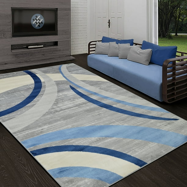 Allstar 5x7 Contemporary Accent Rug in Grey with Royal ...