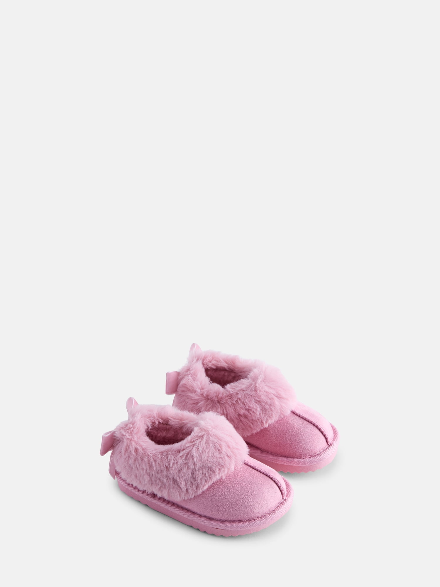 Wonder Nation Baby, Toddler, Little and Big Girls Faux Fur Trim Slippers