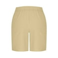 thumbnail image 4 of pstuiky Pantalones cortos para hombre, Pantalones cortos de playa de lino con cintura elástica y bolsillo de color liso para hombre Pantalones cortos cargo, 4 of 6