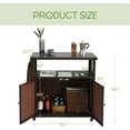 thumbnail image 3 of Wicker Outdoor Bar Cart - Brown Patio Console Storage Table Buffet Cabinet Serving Kitchen Cart with Wheels for Outside Backyard, 3 of 7