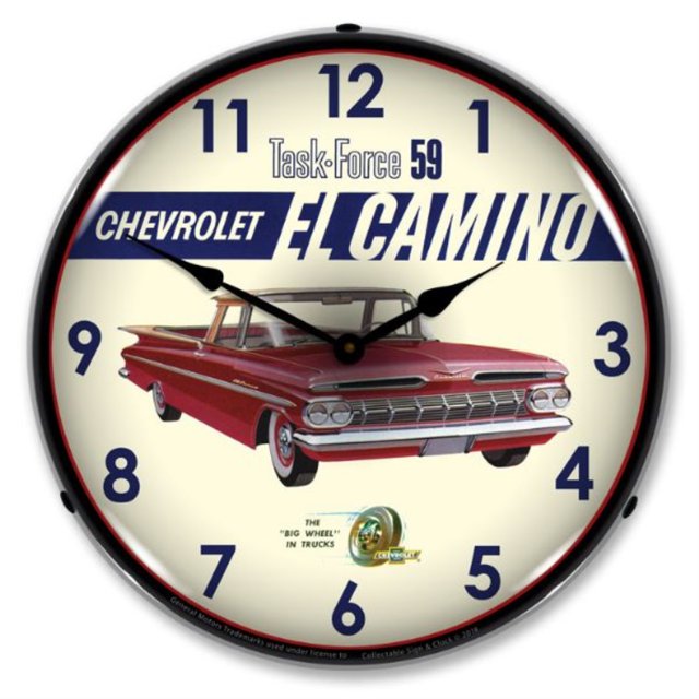 Reloj El Camino 1959 Collectible Sign & Clock GM1806865 Fabricado en EE. UU.
