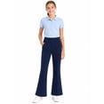 thumbnail image 2 of HILEELANG Girls Flare Pants with Pockets, Stretch Pull-On School Pants, Navy, 2 of 11