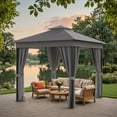 thumbnail image 7 of Devoko 8×8 ft Outdoor Pop Up Gazebo with Mosquito Netting，Double Roof Gazebo with Double Curtains for Backyard, Garden and Patio,Gray, 7 of 7