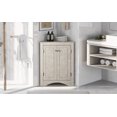 thumbnail image 3 of Holaki White Marble Triangle Bathroom Storage Cabinet with Adjustable Shelves, Freestanding Floor Cabinet for Home Kitchen, 3 of 9