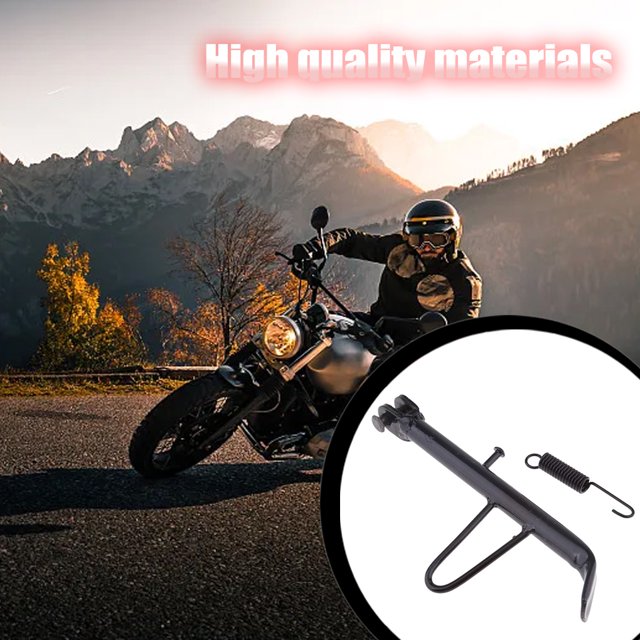 Ruiboury Black Motorcycle Kickstand Side Support Strong Support Easy Installation Iron-made Strong black 19cm 1Set