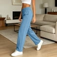 thumbnail image 5 of ZunFeo Fleece Lined Sweatpants Women Warm Plush Wide Leg Pants Elastic High Waisted Fall Winter Trousers with 2 Pockets, 5 of 9