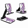 thumbnail image 2 of WIRESTER Black Foldable Phone Stand for Desk, Adjustable Portable Cell Phone Holder for iPhone 17, 16, 15, 14 and Android Smartphones - 2 Tone Purple Butterfly, 2 of 6