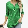 thumbnail image 5 of Tawop Shirts Long Sleeves V-Neck Button Down 3/4 Sleeve Loose Fit,Green,Size L, 5 of 8