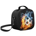 thumbnail image 2 of Jeiento Football Lunch Bag Insulated Cooler Lunch Box with Shoulder Strap Small Bento Tote Bag to Keep Food Cold and Hot Cool Flame Water Lunchbox for Little Boys Girls Toddler, 2 of 6