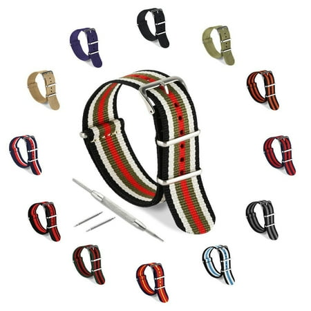 United Watch Band, Classic Nylon NATO Watch Straps Bands - Choice of Color & Width