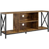 Renwick Industrial TV Stand and 2 Side Tables Set with Metal Frame, Rustic Brown
