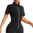 thumbnail image 4 of Purcolt Womens Sauna Workout Stand Neck Short Sleeve Hot Body Shaper Jacket Slim Fit Waist Trainer Full Zipper Shirt for Yoga Running Cycling, 4 of 8