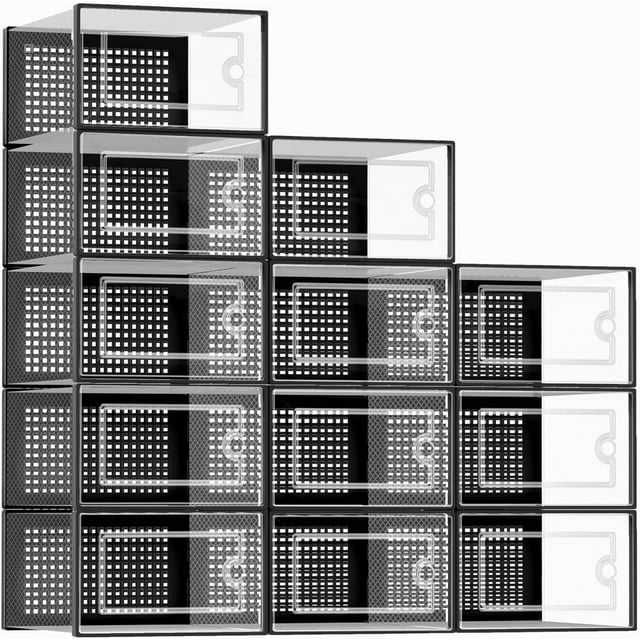 Cajas de Zapatos, Juego de 12 Organizadores de Almacenamiento, hasta 27.5 MX, Apilables, Plegables, Multifuncional