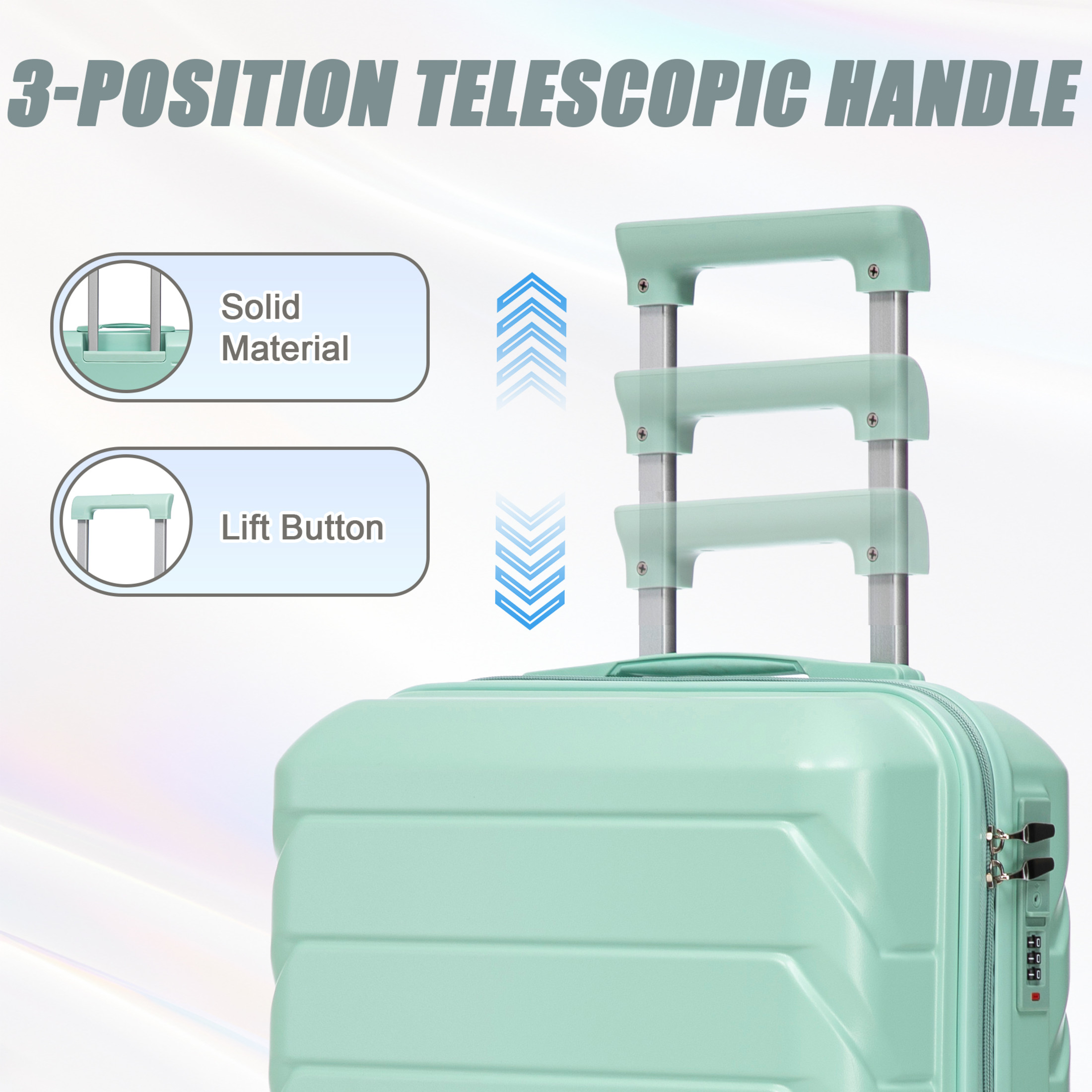 Noble House Lorven 2-Piece ABS Spinner Luggage Set, 20" Carry-On Suitcase and Cosmetic Case, Combination Lock, Mint Green