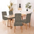 thumbnail image 5 of Chair Covers for Dining Room Set of 4 Pattern Plant Elements of Golden Color on a Gray Background Stretch Dining Chair Cover Washable Spandex Kitchen Parsons Chair Slipcovers, 5 of 5
