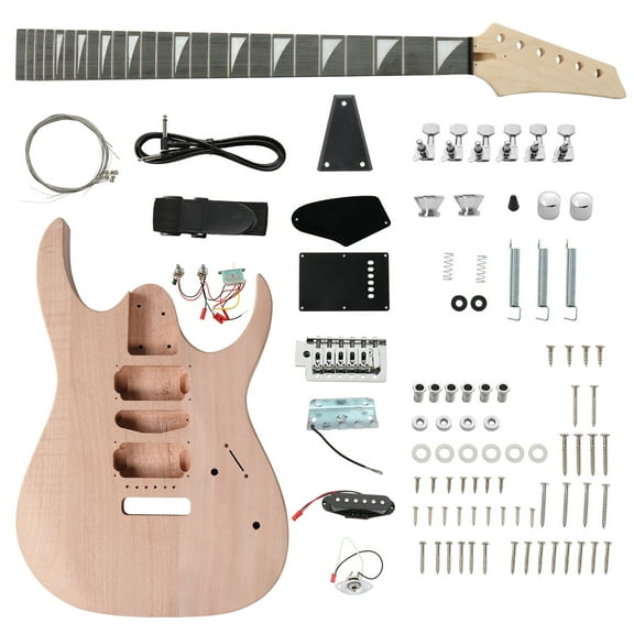 UPPYL DIY Guitar Kit with Mahogany Body, Premium Fingerboard and Maple Neck, 6 String DIY electric Guitar Kit with Unique Design, Easy Installation and Full Equipment to Build Your Own Guitar