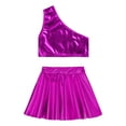 thumbnail image 4 of MSemis Girls Shiny Metallic Crop Top with Pleated Skirt,Size 3-14 Rose 5-6, 4 of 6