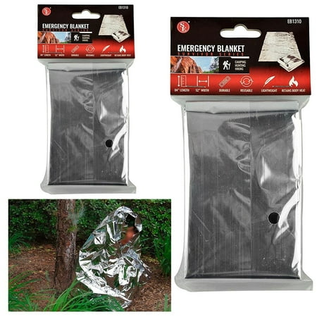 2 Emergency Space Blanket Survival Gear Bag Safety Camp Travel Outdoors Soft 