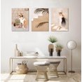 thumbnail image 6 of Beige Women Boho Wall Art for Bedroom Mid Century Modern Wall Art Minimalist Bohemian Leaf Canvas Prints Pictures Framed Artwork for Bathroom Living Room Decor 3 Panels 12" X16, 6 of 6