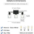 thumbnail image 5 of 3 Light Bathroom Vanity Light Black, Bathroom Lighting Fixtures Over Mirror with Clear Glass Shades, Farmhouse Vanity Lights Modern Wall Sconces Light Fixtures for Bedroom Living Room, 5 of 9