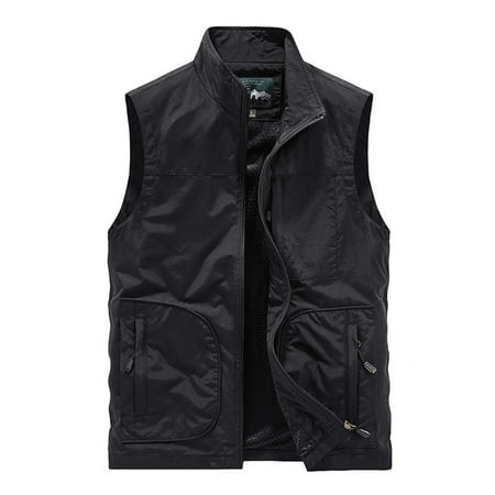 Fall Clearance 2024 Olyvenn Men s Outdoor Lightweight Stand Collar Multi-Pocket Quick Dry Breathable Fishing Vest Black 4