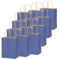 thumbnail image 2 of 50-Packs Gift Bag with Handles Bulk Kraft Deep Blue Paper Bags Multiple Uses (8.3"x3"x6"inch Small Size), 2 of 6