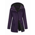 thumbnail image 3 of Women Waterproof Softshell Jackets Warm Fleece Lined Coats with Hood Long Rain Jacket Dark Purple S, 3 of 8