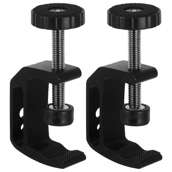 FONDOTIN 2-Pack Universal Black Desk Mount Clamps, Multi-Purpose Firm Table Clamps for Secure Holding