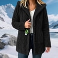 thumbnail image 6 of Women's Fuzzy Fleece Hooded Coat , Button Front Long Sleeve Loose Mid Length Loungewear Cardigan Winter Warm Jacket with Pockets Black M, 6 of 8