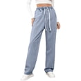 thumbnail image 3 of Sweatpants Jeans for Women Wide Leg High Waisted Baggy Pants Straight Leg Denim Pants Stretchy Trousers with Pockets Perfect for Gym Sessions Coffee Runs White M, 3 of 7