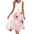 thumbnail image 2 of JTZGDY Women's Casual Summer Dress Retro Floral Printed Sleeveless Sundress Hankerchief Hem Midi Tank Dresses Loose Flowy Crewneck Beach Dress with Pockets Pink L, 2 of 7