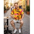 thumbnail image 5 of HAPPY BAY Men's Hawaiian Shirts Short Sleeve Button Down Shirt Mens Casual Shirts Vacation Tropical Beach Summer Party Shirts for Men Funny S Island View, Orange, 5 of 7