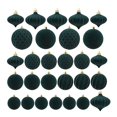 thumbnail image 2 of Juego de 28 bolas navideñas vankin, adornos verdes de terciopelo con puntas doradas, decoración navideña irrompible y versátil para árboles, coronas y más. Liquidación., 2 of 7