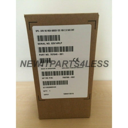 HP J9F46A | 787646-001 MSA 600GB 12G SAS 10K SFF 2.5IN DUAL PORT ENT HARD DRIVE 4514953791602