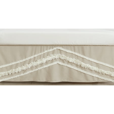 UPC: 0846480090861 | Boho Fringe Linen Tufted Dust Ruffle Crib Skirt by Sweet Jojo Designs