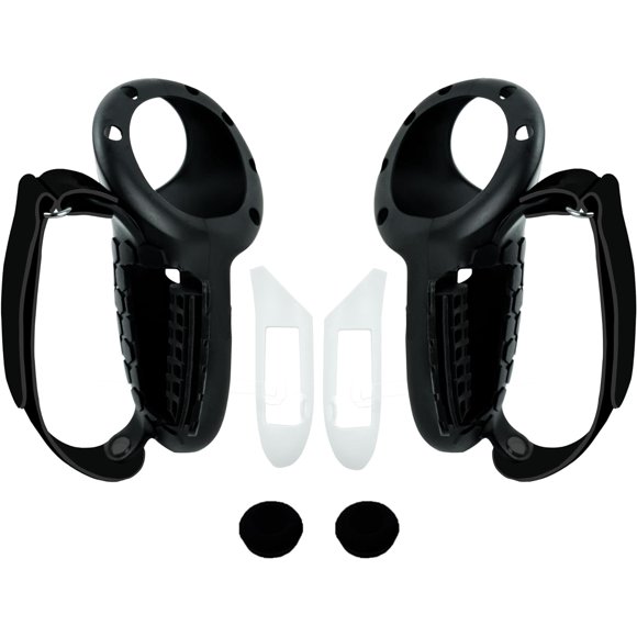 XINQIHANG Silicone Handle Grips Cover for Meta Quest 3, VR Touch Controller Grip Protective Case Skin Shell Anti-Slip Protector with Joystick Cap, Quick Change Battery Handle Cover (Black)