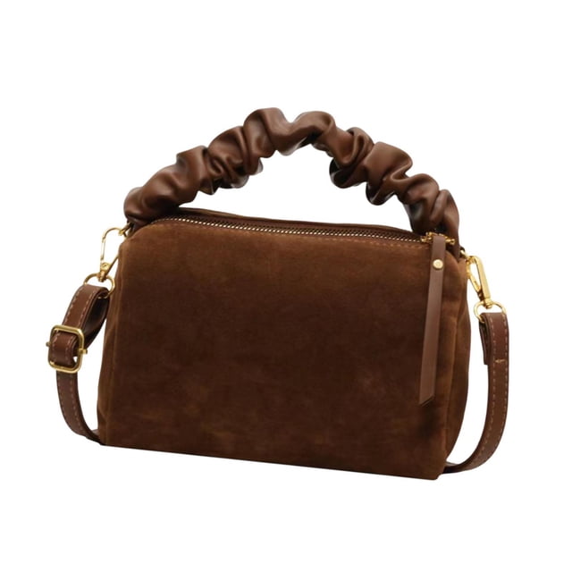 Bolso de gamuza elegante y moderno para mujer, bolso de hombro para vacaciones, trabajo y actividades al aire libre Café